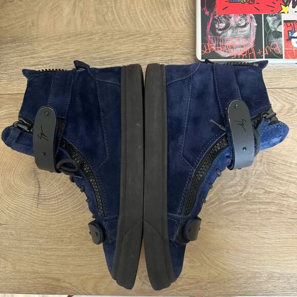 Giuseppe Zanotti Coby High-Top Blue Suede Sneakers Size 40EU - Picture 3 of 8